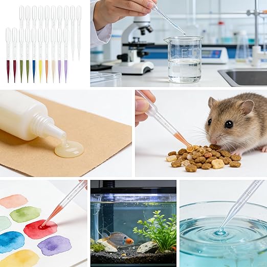100PCS 3ml Transfer Pipettes - Disposable Plastic Droppers for Laboratory, DIY Crafts, Essential Oils & Liquid Transfer - Precise Measurement, Leak-Proof Design