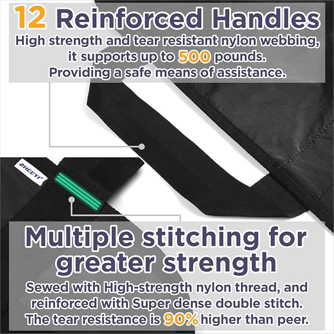 ZHEEYI Bed Positioning Pad with Reinforced Handles 63" x 40" Washable Patient Transfer Slide Sheet for Body Lifting, Turning, Repositioning, for Elderly, Incontinence, Caregiver, Black