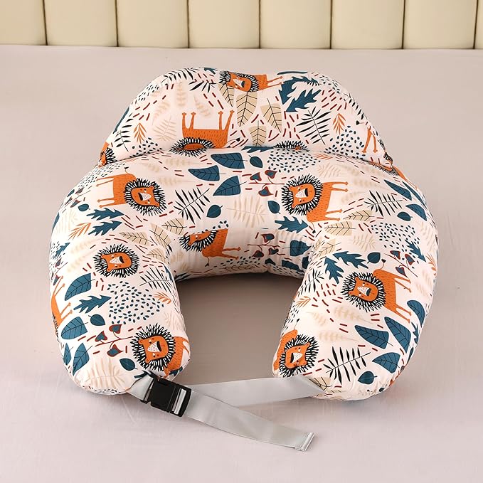 BABYLIAN Nursing Pillow for Breastfeeding,Ergonomic Baby Feeding Pillows with Removable Washable Cotton Slipcover, Adjustable Waist Strap,Plus Size,More Support for Mom and Baby(Lion)