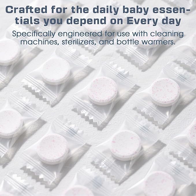 xcivi 40 Count Descaling Tablets Descales Compatible with Momcozy, Baby Brezza Bottle Washer, Descaling Tablets for Milk & Limescale Removal, Effective for GROWNSY Bottle Washer, Warmer, Sterilizer