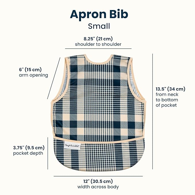 Tiny Twinkle Mess Proof Baby Bib for Girls | Waterproof Toddler Bib for Eating | Baby Apron for Feeding | Machine Washable | Perfect Shower Gift (Gingham, 6–24M)