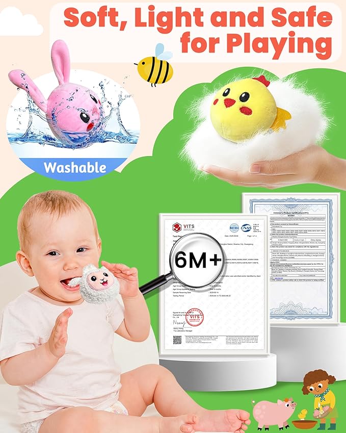 Baby Toys 6-12 Months - Infant Barn Toy with Stuffed Farm Animals, Rattle, Crinkle, Squeak, Mirror - Montessori Sensory Toys for 6 7 8 9 10 12 Month Old Babies, 1 Year Old Baby Boy Girl Gifts