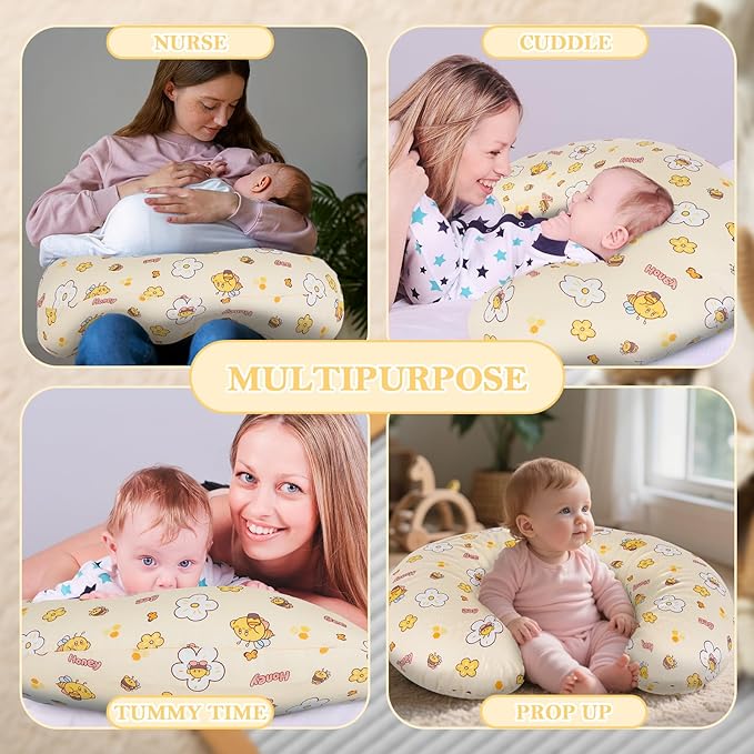 LLCJYYCY Nursing Pillow & Breastfeeding Pillow – Ergonomic C-Shape for Breastfeeding & Bottle Feeding, Breathable with Washable Cover, Tummy Time & Sitting Support (0-12Months)