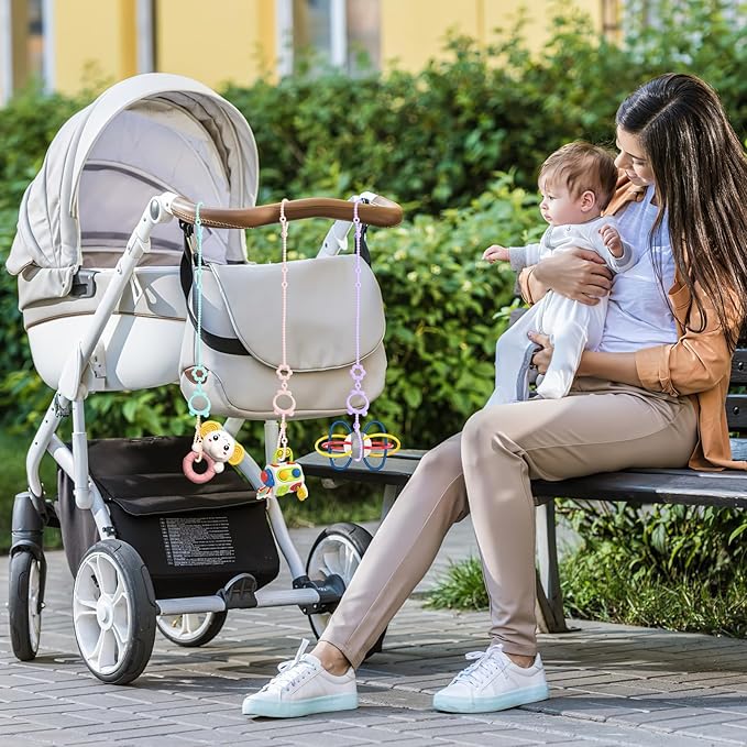 Toy Straps for Baby, 6pcs Adjustable Toy Holder for Stroller Accessories, Silicone Baby Tether Pacifier Clip, No Throw Baby Travel Essential Leash for High Chair, Car Seat, Baby Toy Clips,Cribs