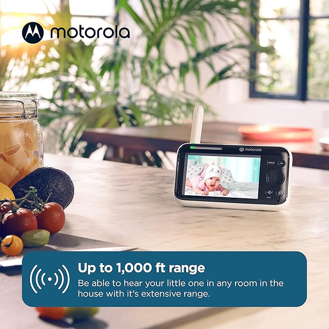 Motorola Nursery Video Baby Monitor with Camera and Audio, Wall or Table Mount, 1000ft Range, 2-Way Audio, Temperature Sensor, Lullabies, White Noise, No WiFi, PIP1500