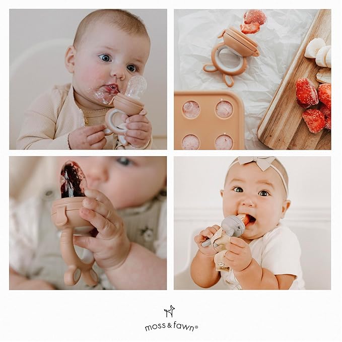 Moss and Fawn Forage Feeder - Soothing Silicone Frozen Breast Milk Popsicle & Baby Food Teething Toy, Pacifier, Fruit Feeder, & Teether - BPA, PVC & Phthalate-Free - Terracotta