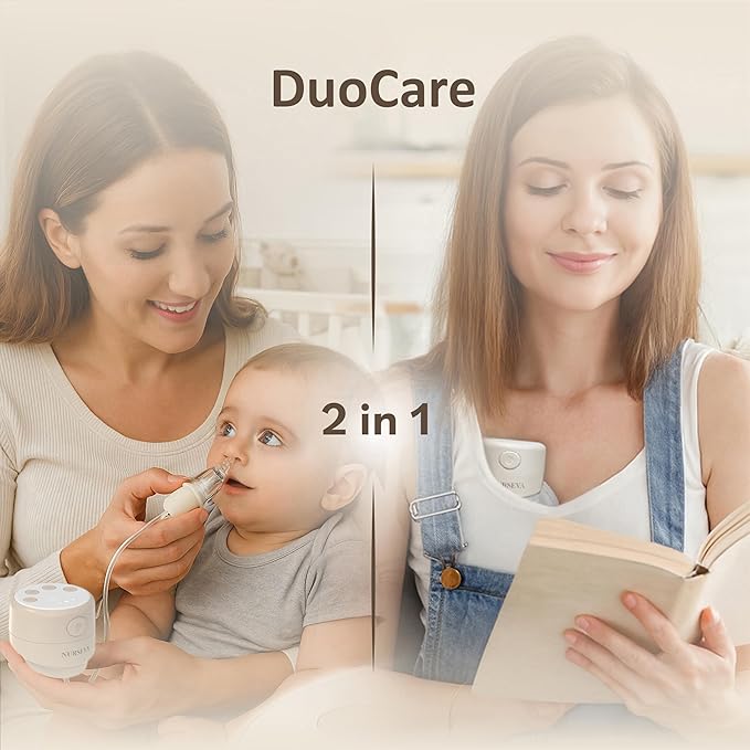 DuoCare 60N Wearable Breast Pump & Nasal Aspirator for Babies and Toddlers, Hands Free Portable Electric Pump for Breastfeeding, Discreet and Quiet, 4 Modes&15 Levels, One Pack