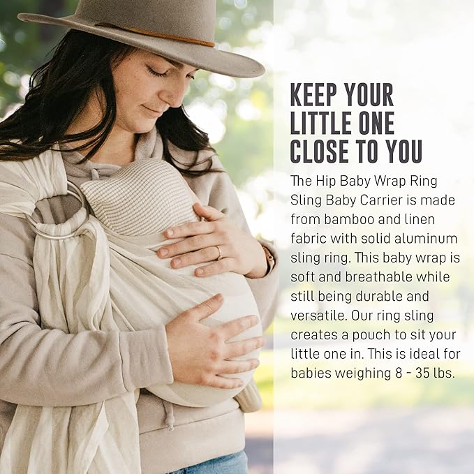 Hip Baby Wrap Ring Sling Baby Carrier - Extra Soft Bamboo Linen Baby Wraps Carrier Machine Washable Baby Tush Carrier Made with All Natural Plant Based Dyes Perfect Baby Shower Gifts Rainbow Brite