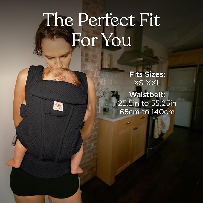 Ergobaby Omni Deluxe Baby Carrier Newborn to Toddler - Breathable Baby Carriers for Summer - All-Position Carrier with Enhanced Lumbar Support & Airflow (7-45 Pounds), Mesh, Onyx Black