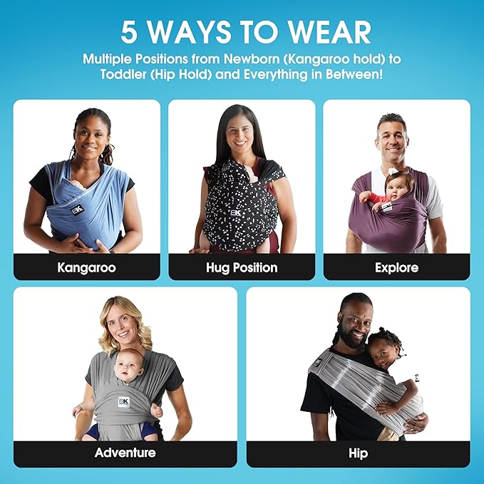Original Baby K'tan Baby Carrier: #1 Easy Pre-Wrapped, Soft, Slip-On, No Rings, No Buckles | 5 in 1 Baby Sling for Hands-Free Comfort | Eggplant | X-Small