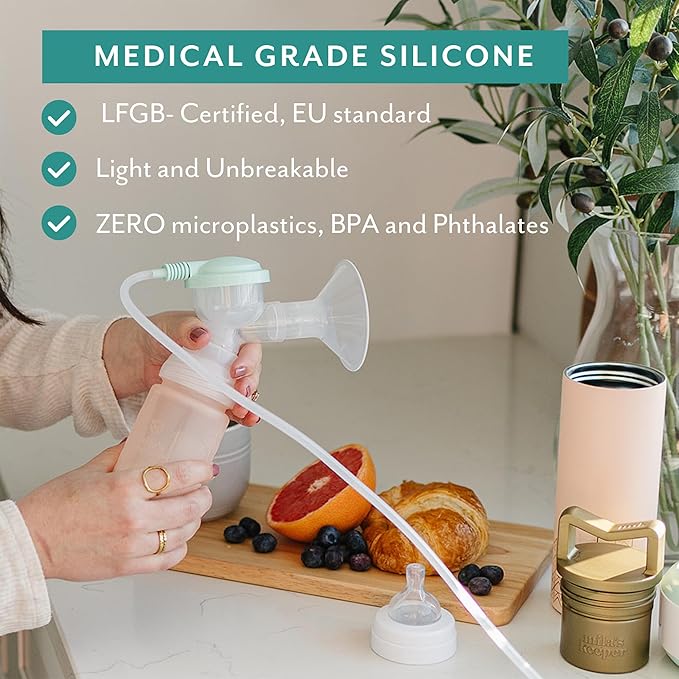 Mila's Keeper Premium Silicone Breast Milk Storage Bottles, for Pumping, Storing and Feeding, Fits Leading Pumps and Nipples, 6 oz Silicone Milk Storage Containers, Wide Neck Pink Sands, Set of 2