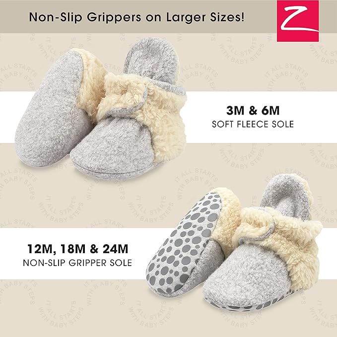 Zutano unisex-baby Cozie Fleece Baby Booties With Grippers