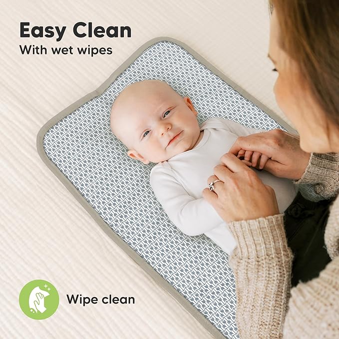 KeaBabies Portable Diaper Changing Pad, Easy Wipe Clean - Foldable Waterproof Baby Changing Mat for Diaper Bag, Compact, Lightweight, 25x13 Newborn, Infant, Baby Changer Travel Essential (Wild Patrol)