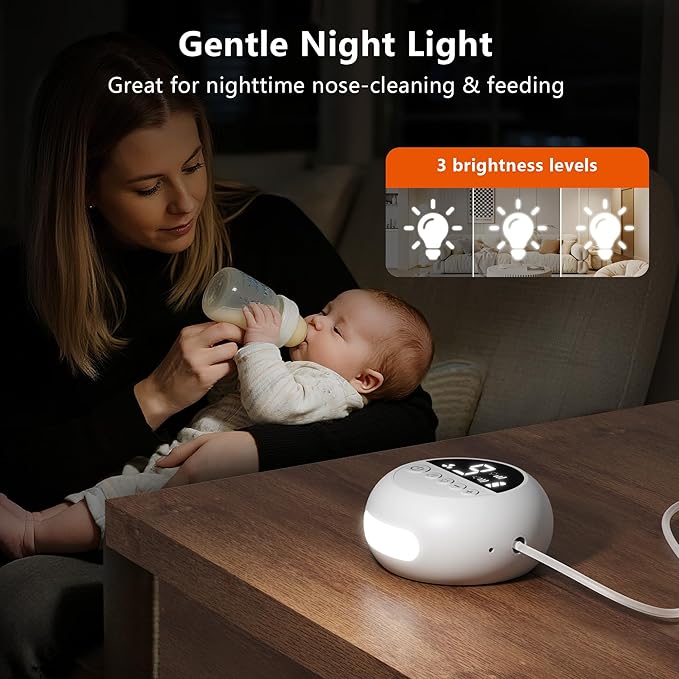 Nasal Aspirator for Baby, Hospital-Grade Electric Nose Suction for Baby with 9 Levels Suction, Baby Nose Sucker with Night Light & Soothing Lullabies