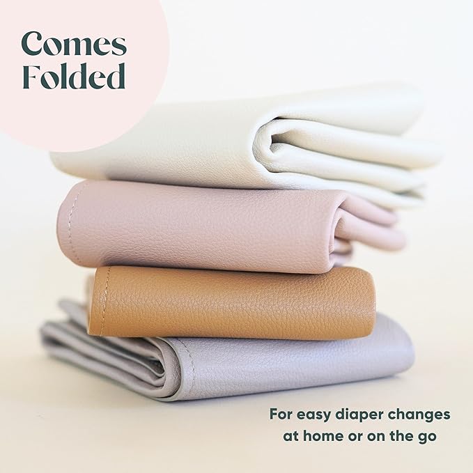 Ava + Oliver Vegan Leather Baby Changing Mat (16 X 30 in) - Multipurpose Wipeable and Portable Diaper Changing Pad - Foldable for Travel (Taupe)