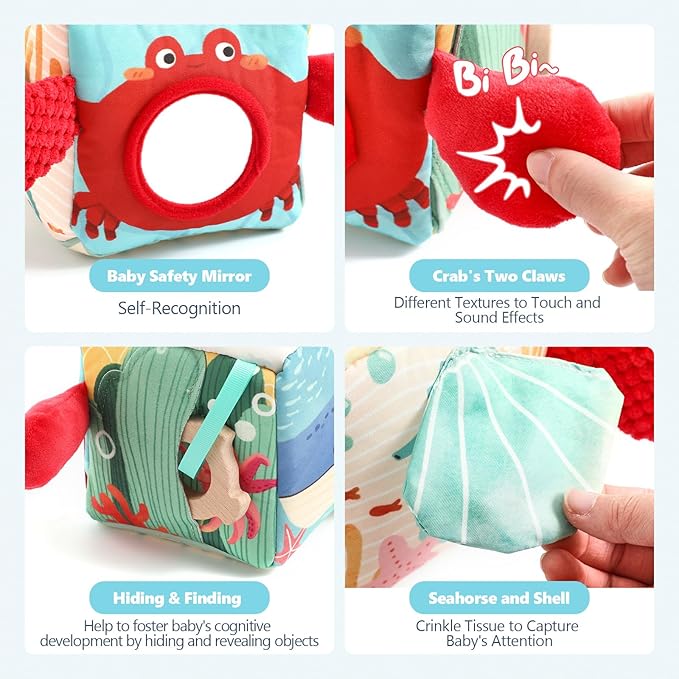 Youuys Baby Tissue Box Toy for Babies 6-12 Months - Montessori Toys Baby Tissue Box Sensory Toys for 1 Year Old - Boy Girl Gifts for Babies 6 12 18 Months Old (Ocean)