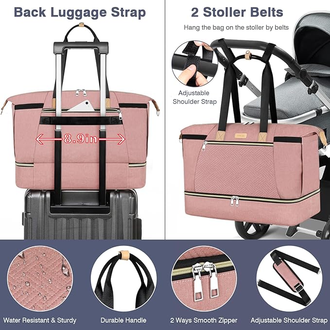 ITIEZY Diaper Bag Tote for Baby - Large Mommy Bag with Portable Changing Pad Pacifier Case, Hospital Bags Travel Baby Bag