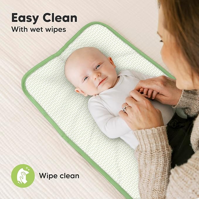 KeaBabies Portable Diaper Changing Pad, Easy Wipe Clean - Foldable Waterproof Baby Changing Mat for Diaper Bag, Compact, Lightweight, 25x13 Newborn, Infant, Baby Changer Travel Essential (Acacia)