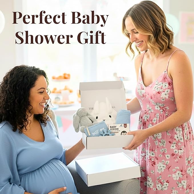 New Baby Gift Basket Set with Adorable Newborn Essentials for Baby Girl and Boy | Quality Baby Shower Gift Baskets with Soft Swaddle Blanket | Cutest Newborn Gift Set, Gift-Ready Packaging (Blue)