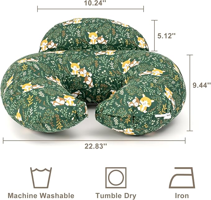 AMASKY Nursing Pillow for Breastfeeding, Animal Patterns Removable Cotton Cover, Support for Mom and Baby, Plus Size Ergonomic Design Breastfeeding Pillows, Machine Washable, Green, Pallet of Product