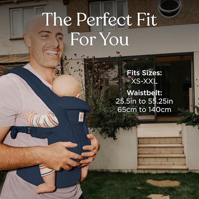 Ergobaby Omni Deluxe Baby Carrier Newborn to Toddler - Breathable Baby Carriers for Summer - All-Position Carrier with Enhanced Lumbar Support & Airflow (7-45 Pounds), Cotton, Midnight Blue