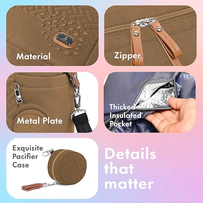 Dikaslon Diaper Bag Tote, Large Travel diaper tote for Mom and Dad, Multifunction baby tote bag for Boys and Girls with Pacifier Case and Changing Pad, Khaki