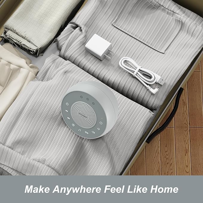Housbay White Noise Sound Machine, 31 Soothing Sounds, 5W Loud Stereo Sound, Sleep Timer, Small Travel Sleep Machine & Noise Canceling for Sleeping, Relaxation-Gray