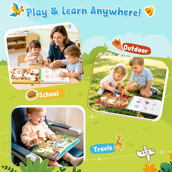 JoyCat Preschool Busy Book for Toddlers 3-5, Dual-Language Learning Activities, Educational Sensory Toys, Autism Learning Materials for Boys & Girls (Daily Life)