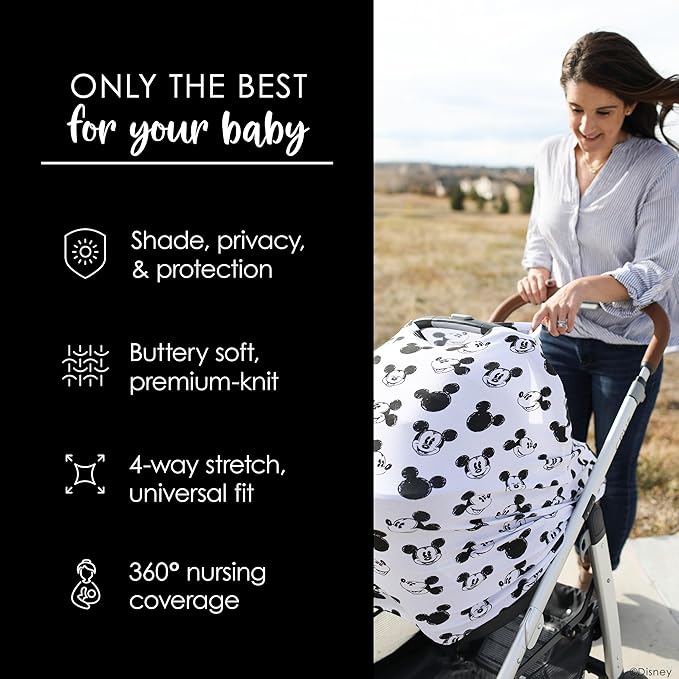Milk Snob Original Disney 5-in-1 Cover Mickey Mouse Sketch, Privacy for Breastfeeding, Baby Car Seat, Carrier, Stroller, High Chair, Shopping Cart, Lounger Canopy - Newborn Essentials, Nursing Top