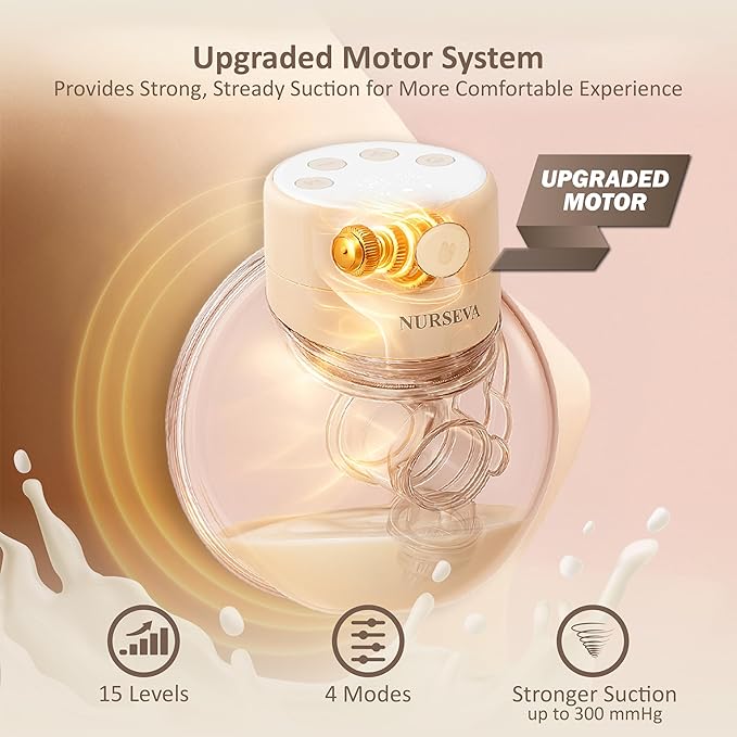 DuoCare 60N Wearable Breast Pump & Nasal Aspirator for Babies and Toddlers, Hands Free Portable Electric Pump for Breastfeeding, Discreet and Quiet, 4 Modes&15 Levels, One Pack