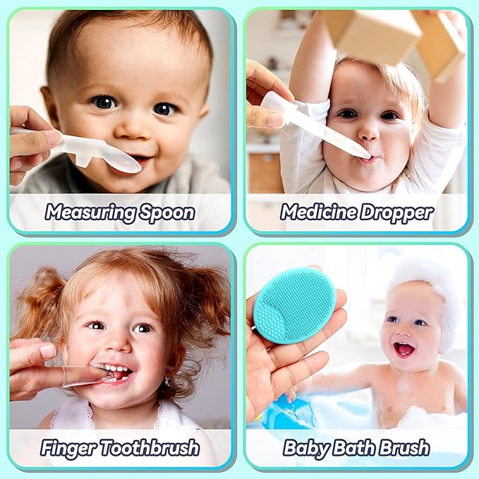 Baby Healthcare and Grooming Kit, 14 in 1 Baby Safety Set Newborn Nursery Health Care Set with Hair Brush Scale Nail Clippers for Baby Girls Boys(14 Kits Green)