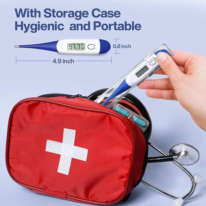 Boncare 10 Seconds Digital Thermometer for Adults and Kids - Accurate & Safe Rectal Thermometer for Baby with Fever Alarm, Oral Thermometer (Dark Blue)