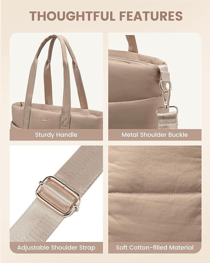 LOVEVOOK Diaper Bag Tote, 15.6inch Puffer Baby Diaper Bag Waterproof Travel Diaper Tote with Changing Pad Pacifier Case