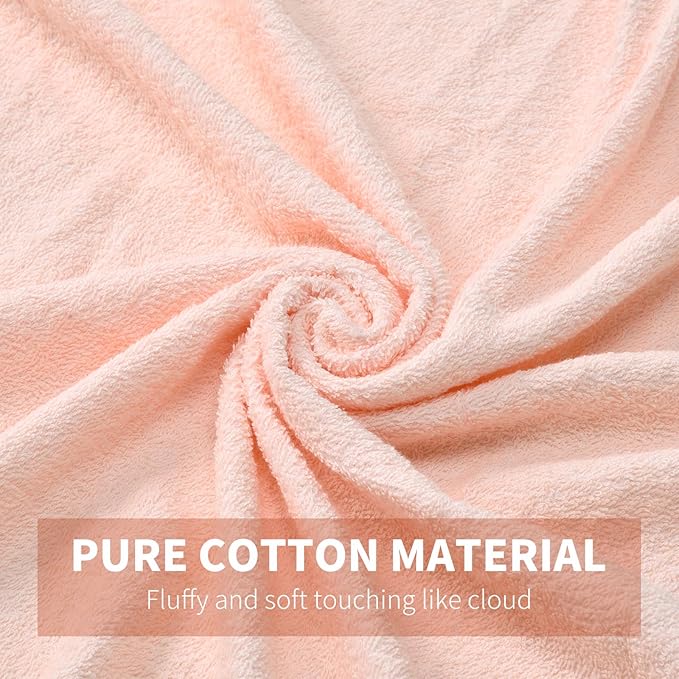 SILI FACTORY Hooded Baby Towels, 100% Cotton, Ultra-Soft & Absorbent Baby Bath Towels with Bath Mitt, Baby Bath Towels for Newborn, Infant, Toddler and Kids,4 Piece,39"x 39", (Rabbit-Pink)