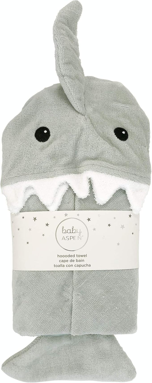 Baby Aspen Baby Shark Hooded Towel/Newborn Spa Bath Robe, Baby Beach Towel | Baby Bath Towel