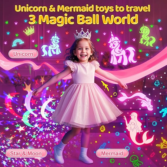 Unicorn Toys for Girls Age 4-6, [93 Modes+Remote] Toys for 3 Year Old Girl, 3 Timer+3 Brightness Unicorn Gifts for Girls 4-6, 360° Rotate Night Light Projector, 6 Year Old Birthday Gifts