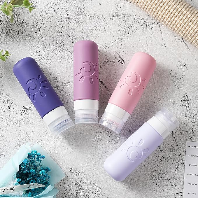 Zafit Travel Bottles for Toiletries, TSA Approved Travel Containers 3oz Leak Proof Travel Tubs Refillable Liquid Travel Accessories for Shampoo Conditioner Lotion Body Wash(Multicolored I)