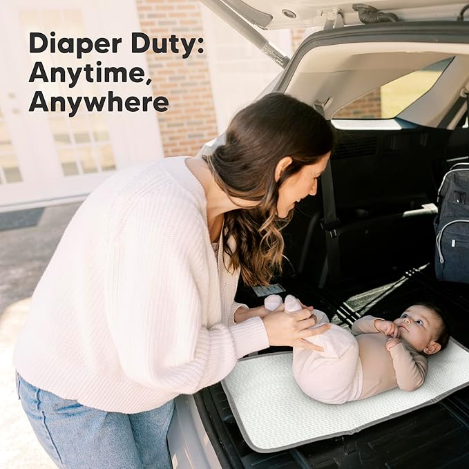 KeaBabies Portable Diaper Changing Pad, Easy Wipe Clean - Foldable Waterproof Baby Changing Mat for Diaper Bag, Compact, Lightweight, 25x13 Newborn, Infant, Baby Changer Travel Essential (Prism)