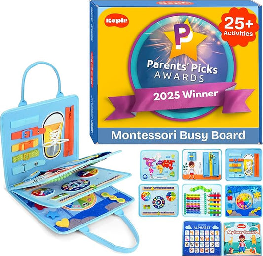 Montessori Toddler Toy Busy Board, Interactive Baby Books and Toddler Busy Book, Travel-Friendly Sensory Activity Book Enhancing Fine Motor Skills