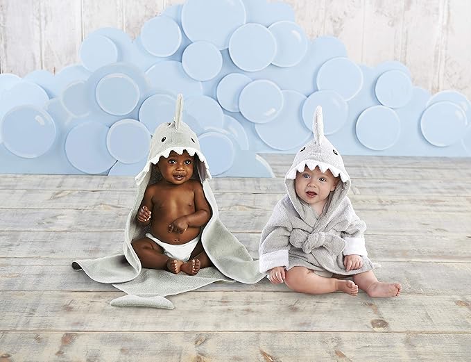 Baby Aspen Baby Shark Hooded Towel/Newborn Spa Bath Robe, Baby Beach Towel | Baby Bath Towel