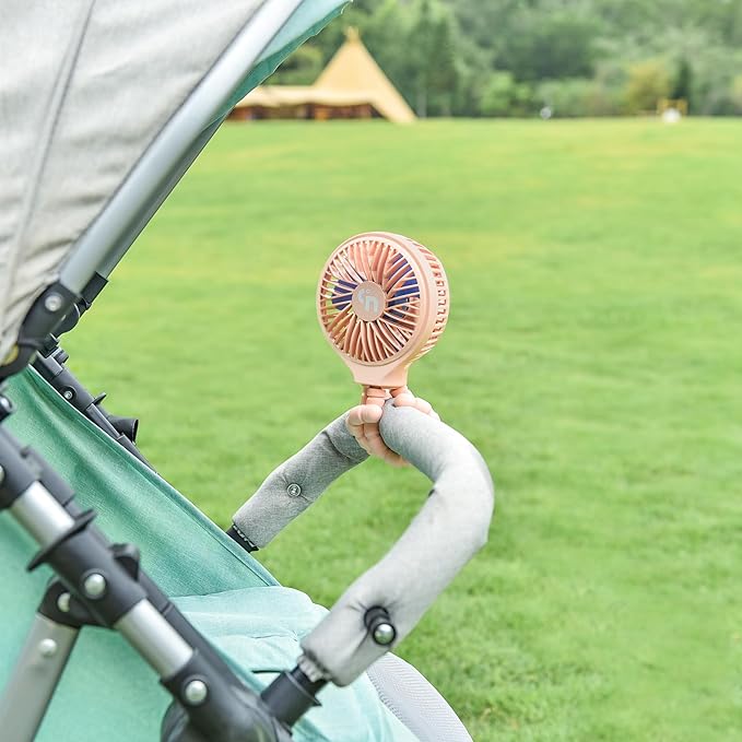 HomeLifairy Portable Stroller Fan, USB or Rechargeable Battery Operated with 3 Speeds and 360°Rotate, Cooling Clip On for Baby Crib Travel Car Seat Pink