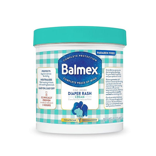 Balmex Fast-Acting Baby Diaper Rash Cream with Zinc Oxide + Soothing Botanicals, Pediatrician-Recommended, 16oz
