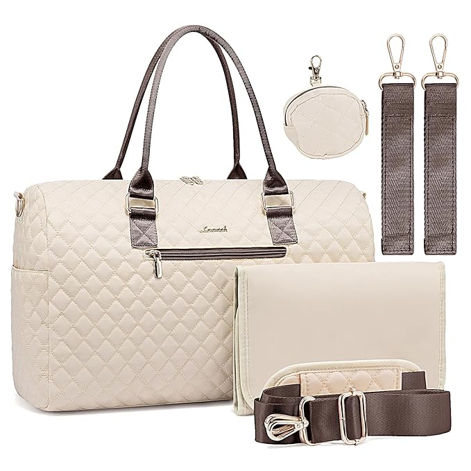 LOVEVOOK Diaper Bag Tote with Pacifier Case and Changing Pad, Large Capacity Mommy Bag for Hospital and Weekender Travel, Functional Baby Bags Newborn Baby Essential