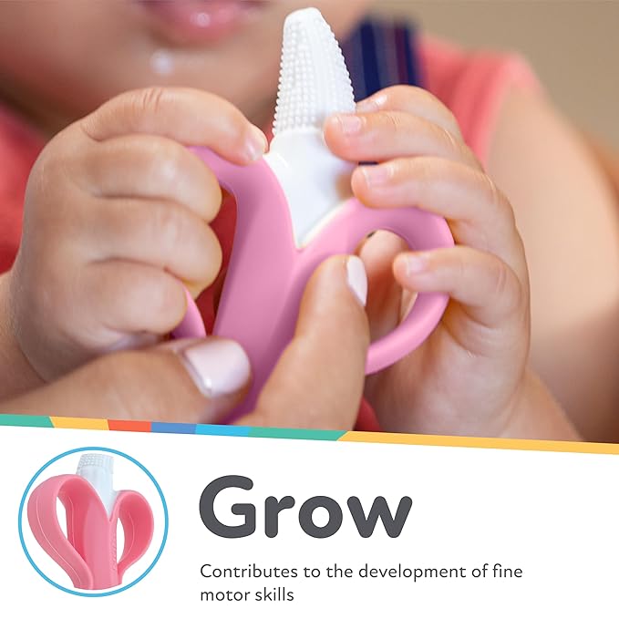 Nuby NanaNubs Banana Massaging Toothbrush - Baby Teething Toy - 3+ Months - Pink (Pack of 12)