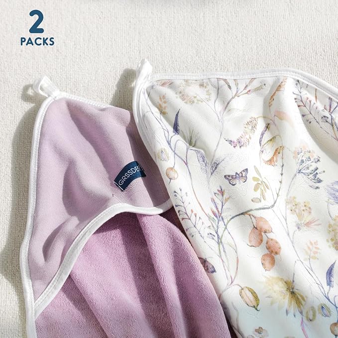 GRSSDER Baby Hooded Towel 2 Pack for Newborn, Super Soft Bath Towels with Original Design, Ultra Absorbent Knit Terry, Large Toddler Towels with Hood for Girls, Shower Gifts for Infant, 34"x 34"