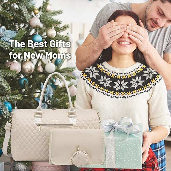 LOVEVOOK Diaper Bag Tote with Pacifier Case and Changing Pad, Large Capacity Mommy Bag for Hospital and Weekender Travel, Functional Baby Bag Newborn Baby Essential