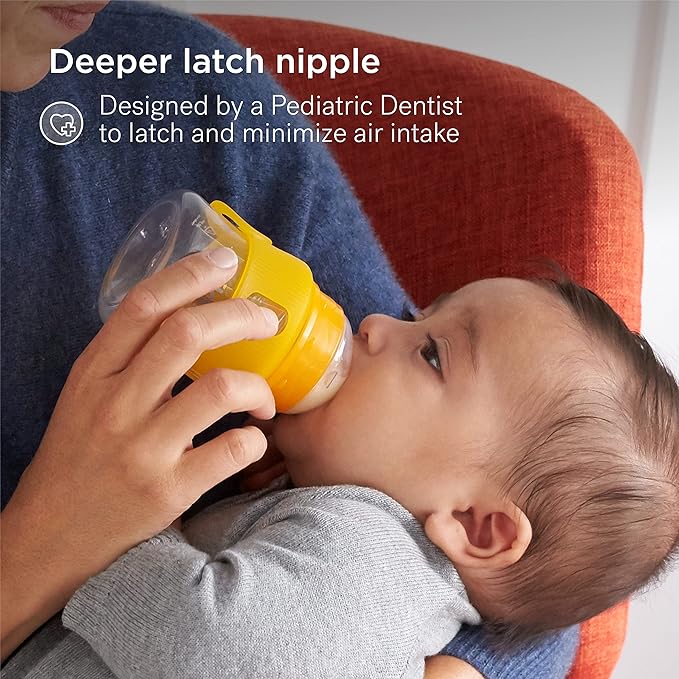 Smilo Baby Bottle Set with Stage 0 Slow Flow Anti Colic Nipple, 5 Oz / 150 ml Capacity, 3X Pack of Anti Colic Baby Bottles 0-3 Months - Green