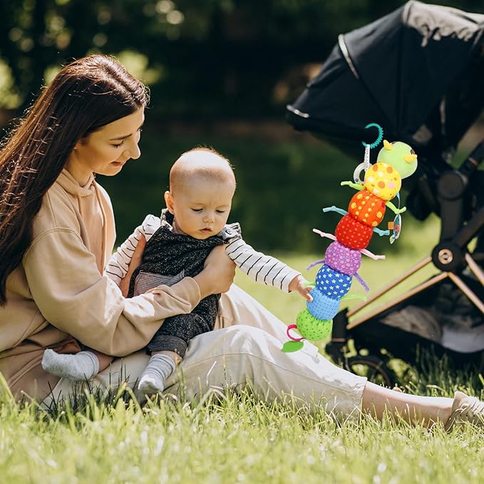 Infant Rattle Socks Toys 0 to 12 Months, Baby Wrist Rattle Foot Finder Socks Set, Birthday Holiday Present for Newborn Boy Girl 0/3/4/6/7/8/9/12/18 Months Kids Toddler (Green Caterpillar)