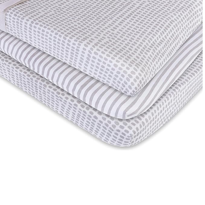 Ely's & Co. Waterproof Changing Pad Covers | Cradles Sheets 2 Pack - 100% Jersey Cotton with Waterproof Liner - Neutral Taupe Grey for Baby Girls and Boys, Newborn Essentials