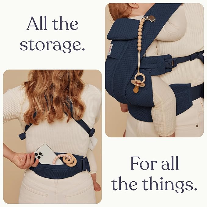Ergobaby Omni Deluxe Baby Carrier Newborn to Toddler - Breathable Baby Carriers for Summer - All-Position Carrier with Enhanced Lumbar Support & Airflow (7-45 Pounds), Mesh, Midnight Blue